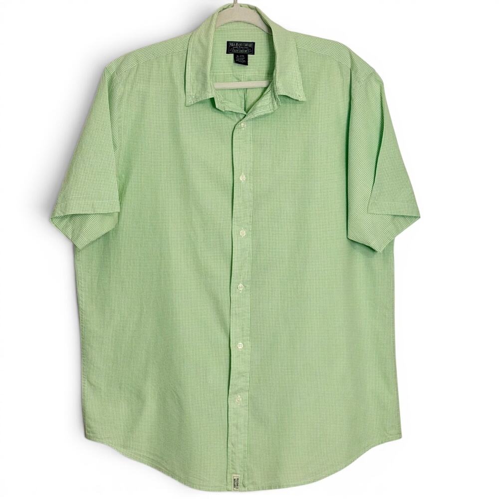 Polo Jeans Ralph Lauren Shirt XL Green Gingham Check Short Sleeve Cotton